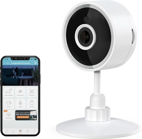 INSTACHEW Purrsight Mini HD Pet Camera, App- Enabled Indoor Mini Camera for Pet/Home Security Night Vision - Smart Security Camera with Motion Detection - Night Vision Camera, Video Recording | App-Enabled Indoor Mini Camera, Pet/Home Security, Night Visi in Saudi Arabia