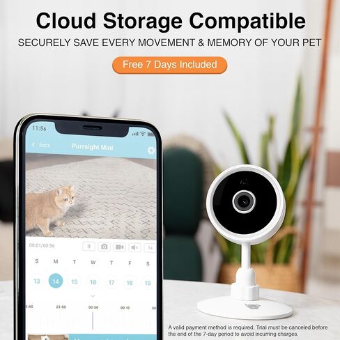 INSTACHEW Purrsight Mini HD Pet Camera, App- Enabled Indoor Mini Camera for Pet/Home Security Night Vision - Smart Security Camera with Motion Detection - Night Vision Camera, Video Recording | App-Enabled Indoor Mini Camera, Pet/Home Security, Night Visi in Saudi Arabia
