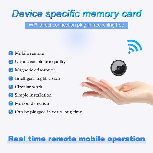 1pcs Only 0.9 inch Hidden Camera with Audio/Video Mini Small Spy Home Indoor Night Vision Motion Detection Baby Monitor Wireless Outdoor Nanny WiFi espias Security Secret (1, Black, mini) in Kuwait