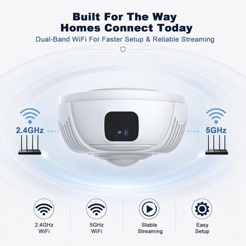 Smoke Detector Wireless Security Camera with 330° Coverage, 2.4G/5G Wi-Fi | Rotating Camera Lens | Tuya Smart App | Monitor Family and Office Property | Instant Motion Alerts | Remote Access in Kuwait
