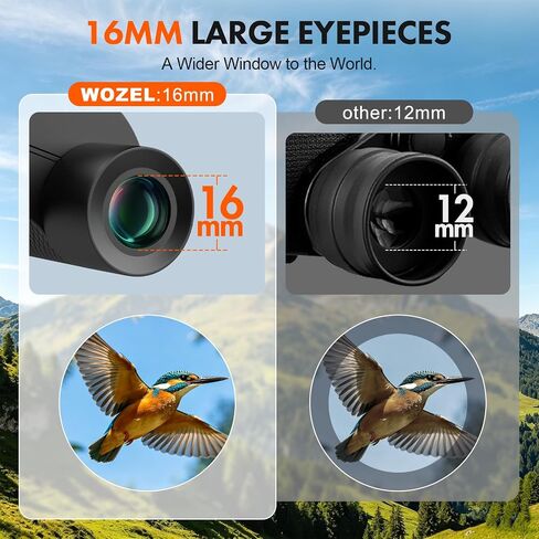 20x25 Compact Binoculars for Adults & Kids - Wozel High Powered Low Light Vision Binoculars for Bird Watching Concert Cruise Travel - Lightweight Small Porro Prism FMC Lens with Case Strap in Kuwait