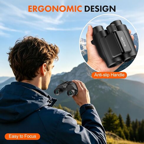 20x25 Compact Binoculars for Adults & Kids - Wozel High Powered Low Light Vision Binoculars for Bird Watching Concert Cruise Travel - Lightweight Small Porro Prism FMC Lens with Case Strap in Kuwait