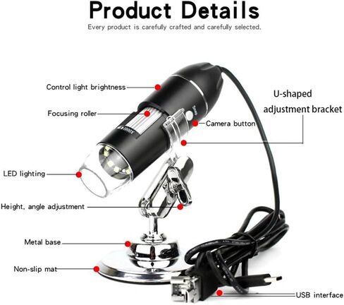 Adjustable 1600X 3 in 1 USB Digital Microscope Type-C Electronic Microscope Camera For Solding 8 LED Zoom Magnifier Endoscope in Kuwait