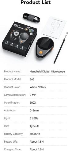 Auto Focus Digital Microscope 500X Magnification Portable Magnifying Glass 2MP Electronic Microscope for Jewellery Watch Repair in Kuwait