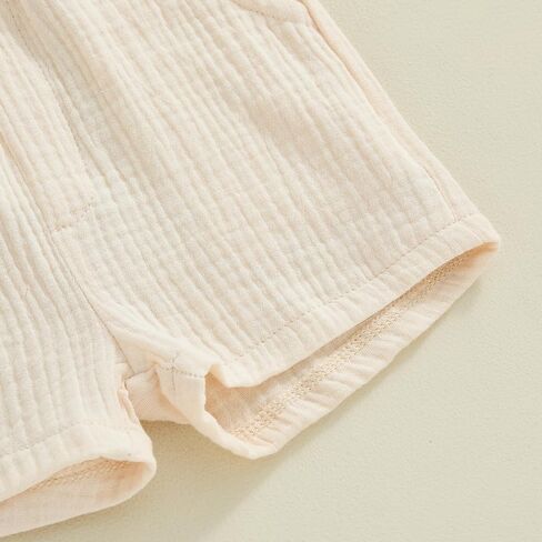 Baby Boy Summer Clothes Toddler Infant Short Sleeve Solid Cotton Linen T-Shirt Tops Casual Shorts Set 2Pcs Outfits in Kuwait