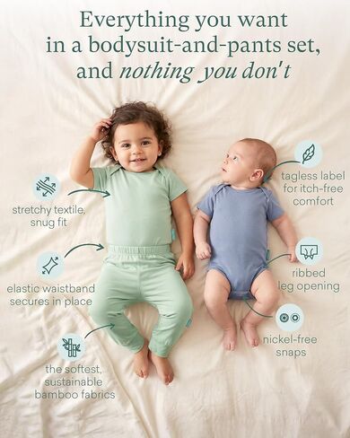 PurComfy Baby Bodysuits and Pants Set, 12-Piece Bamboo Viscose Unisex Baby Outfit, Matching Neutral Baby Clothes for 0-24M in Kuwait