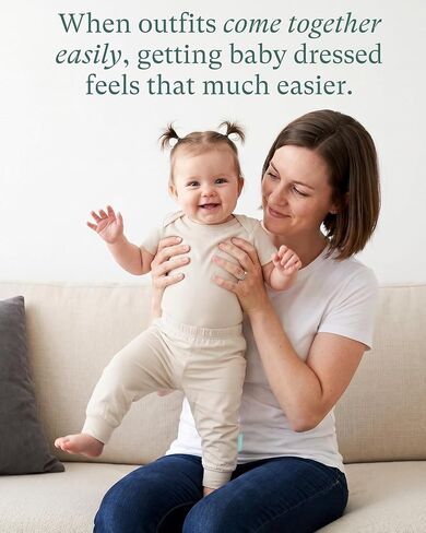 PurComfy Baby Bodysuits and Pants Set, 12-Piece Bamboo Viscose Unisex Baby Outfit, Matching Neutral Baby Clothes for 0-24M in Kuwait