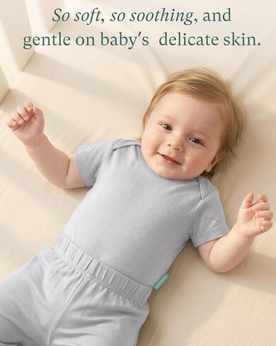 PurComfy Baby Bodysuits and Pants Set, 12-Piece Bamboo Viscose Unisex Baby Outfit, Matching Neutral Baby Clothes for 0-24M in Kuwait