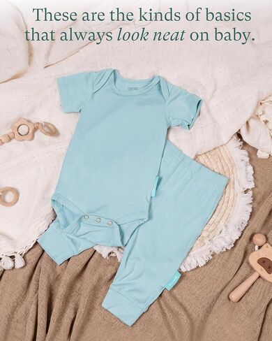 PurComfy Baby Bodysuits and Pants Set, 12-Piece Bamboo Viscose Unisex Baby Outfit, Matching Neutral Baby Clothes for 0-24M in Kuwait