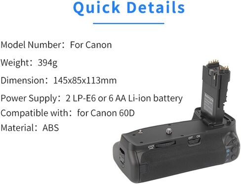 Portable Vertical Shutter Battery Hand Grip for 6Da BG-E9 Digital SLR Camera L Shape Plate Holder in Kuwait