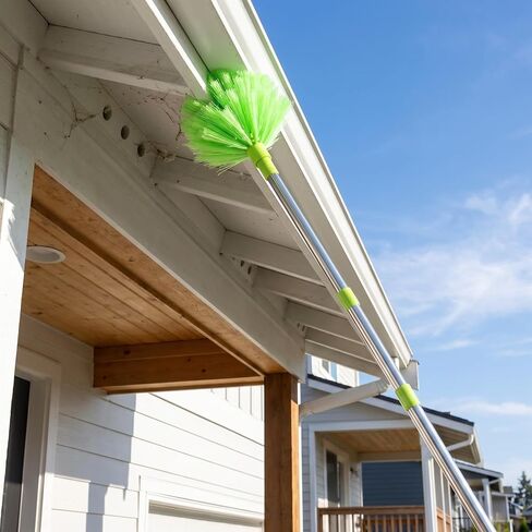 PRETYZOOM Multi-Purpose Ceiling Brush with Adjustable Extension Pole, Stainless Steel and Nylon Stiff Bristle Web Remover for Patio Roof and Attic Beams in Kuwait