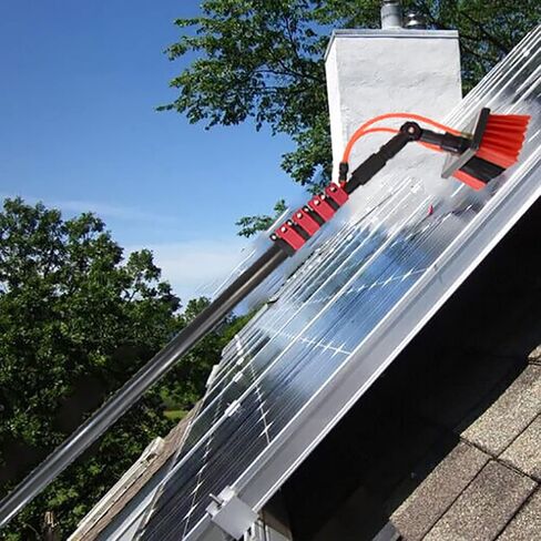 Solar Panel Cleaning Brush Kit - Window Cleaner with Fed Pole for Efficient Cleaning of Photovoltaic Panels and Windows - Extendable Window Washing Tool in Kuwait