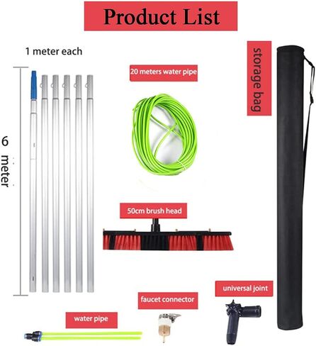 Solar Panel Cleaning Brush Kit - Window Cleaner with Fed Pole for Efficient Cleaning of Photovoltaic Panels and Windows - Extendable Window Washing Tool in Kuwait