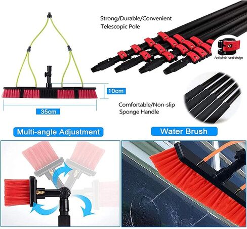 20Ft Solar Panel Cleaning Brush with Pole, Window Cleaning System, Efficient Solar Panel & Window Washing Tools, Professional Cleaning Kit for Home & Commercial Use in Kuwait