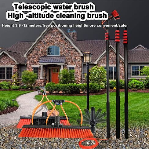 Telescopic Window and Solar Panel Cleaning Brush with Water Fed System for Efficient Glass and Panel Maintenance(55cmbrush 36FT) in Kuwait