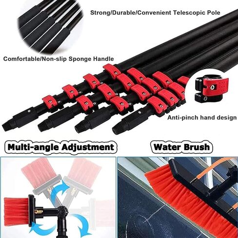Telescopic Window and Solar Panel Cleaning Brush with Water Fed System for Efficient Glass and Panel Maintenance(55cmbrush 36FT) in Kuwait