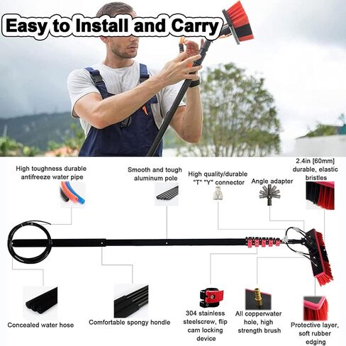 Telescopic Window and Solar Panel Cleaning Brush with Water Fed System for Efficient Glass and Panel Maintenance(55cmbrush 36FT) in Kuwait