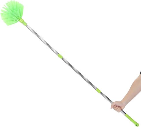 FUOYLOO Lightweight Ceiling Brush for Cobwebs and Dust with Adjustable Stainless Steel and Nylon Pole, Stiff Bristle Brush, Nonslip Ergonomic Handle, Multi-Purpose Collapsible Extension in Kuwait