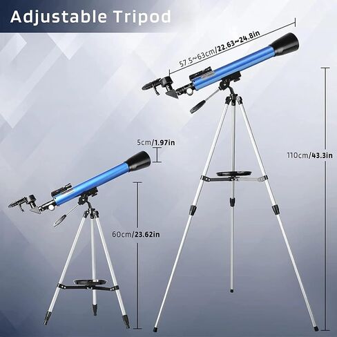 Telescope Astronomical, 50mm Refractor with Finderscope and Mobile Phone Adapter, Portable Travel Telescope for Astronomy Beginners in Kuwait