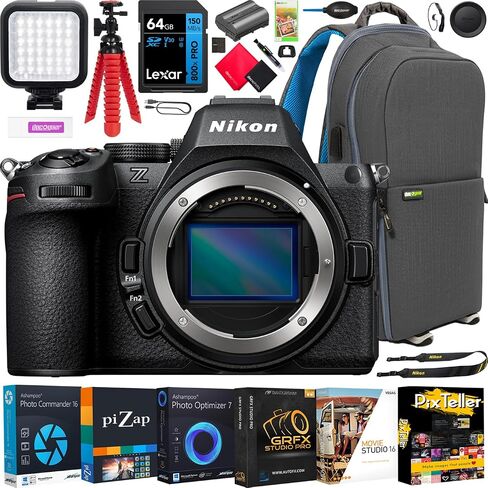 Nikon Z5II Full-Frame FX-Format Mirrorless Camera with NIKKOR Z 24-200mm f/4-6.3 VR Zoom Lens Bundle, 24.5MP Sensor, 4K UHD Video, 64GB Lexar SDXC Memory Card, Extra Battery, Camera Bag & eBook in Kuwait
