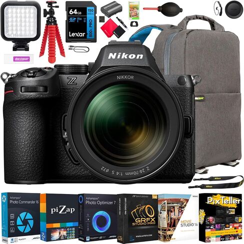 Nikon Z5II Full-Frame FX-Format Mirrorless Camera with NIKKOR Z 24-200mm f/4-6.3 VR Zoom Lens Bundle, 24.5MP Sensor, 4K UHD Video, 64GB Lexar SDXC Memory Card, Extra Battery, Camera Bag & eBook in Kuwait
