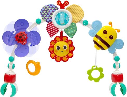 Baby Activity Arch Toy Bar for Stroller, Bassinets and Car Seat, Adjustable Crib Toys Hanging Attachment, Sensory Development Toys with Rattles in Kuwait