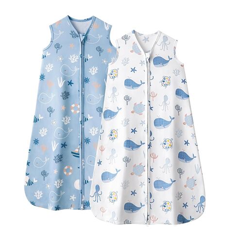 Baby Sleep Sack 0-6 Months, 0.5 TOG Wearable Blanket for Baby Boy and Girl, 2-Way Zipper Newborn and Infant Sleeping Bag 2 Pack, Lightweight Sleep Sacks Blue Whale（Small） in Kuwait