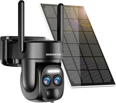 4K Dual Lens Security Camera Wireless Outdoor,360°PTZ Solar Security Camera | Pan/Tilt, 2.4G WiFi, 8MP Color Night Vision, PIR Motion Detection, Spotlight Alarm, Easy to Install, 2-Way Audio, Waterproof in Kuwait