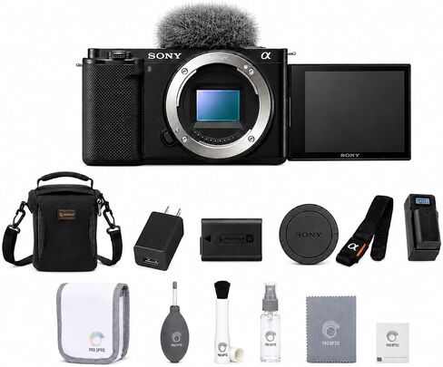 Sony ZV-E10 APS-C Mirrorless Vlogging Camera with 16-50mm II Power Zoom Lens, Shoulder Bag, Multifunctional Tripod, UV | CPL | ND Filter Kit, Cleaning Kit, 1-Year Warranty, Black in Kuwait