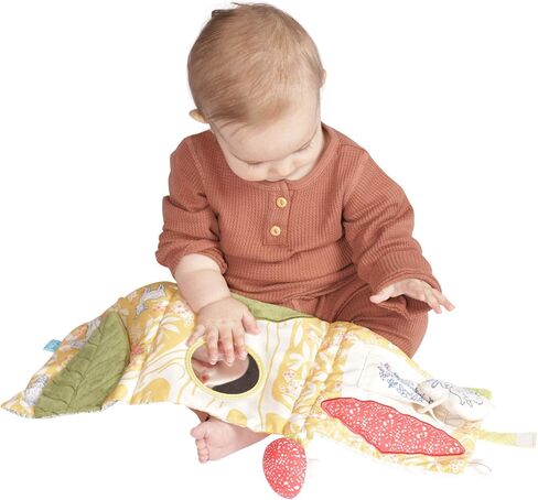 Manhattan Toy Deer One Soft Activity Crinkle Book & Fold Out Pat Mat for Baby, Toddler with Squeaker, Discovery Mirror and Teether in Kuwait