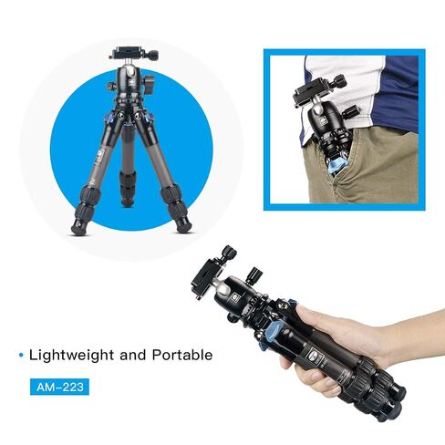 SIRUI AM-223 Carbon Fiber Camera Tripod Mini Travel Compact Tripod with 360° B-00K Ball Head, Arca Swiss Quick Release Plate, Loads up 15KG, Max Height 16", Folded Height 12.1",Black in Kuwait