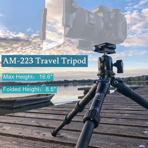SIRUI AM-223 Carbon Fiber Camera Tripod Mini Travel Compact Tripod with 360° B-00K Ball Head, Arca Swiss Quick Release Plate, Loads up 15KG, Max Height 16", Folded Height 12.1",Black in Kuwait