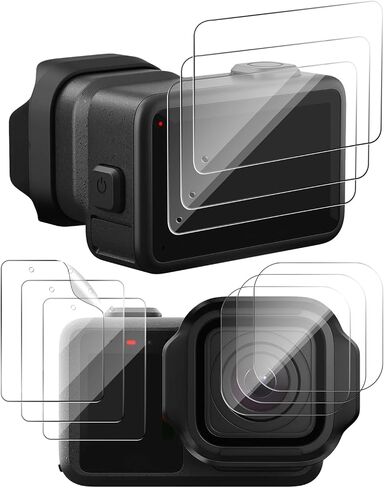[3+3+3] Pack Screen Protector for GoPro MISSION 1 PRO/MISSION 1 | 3 Tempered Glass Rear Screen Films+3 PET Front Screen Films+3 Tempered Glass Lens Protector,HD Clarity in Kuwait
