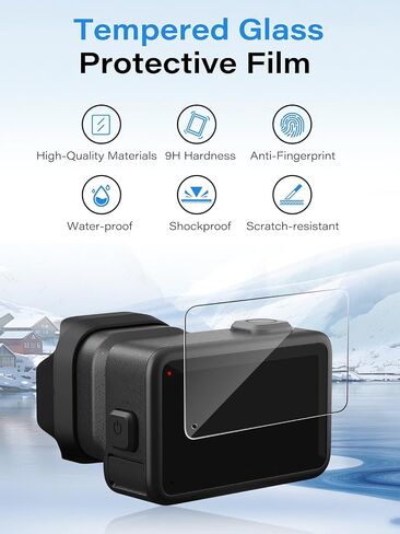 [3+3+3] Pack Screen Protector for GoPro MISSION 1 PRO/MISSION 1 | 3 Tempered Glass Rear Screen Films+3 PET Front Screen Films+3 Tempered Glass Lens Protector,HD Clarity in Kuwait