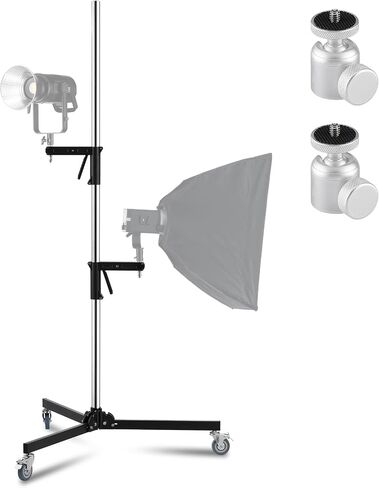Meking Heavy Duty Stainless Steel Light Stand with Casters, 8.37 ft/ 255 cm | Adjustable Photography Tripod Stand with 2 Pistol Grips & Folding Legs, for Studio Monolight Softbox Speedlight Reflector in Kuwait