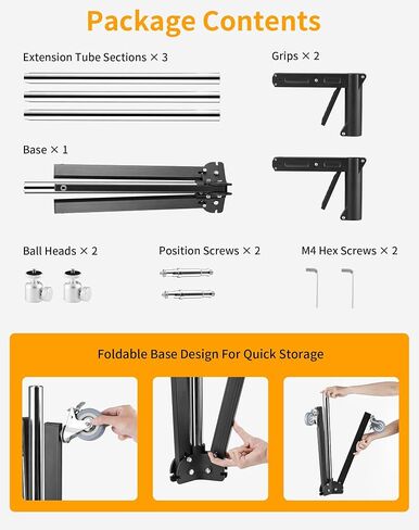 Meking Heavy Duty Stainless Steel Light Stand with Casters, 8.37 ft/ 255 cm | Adjustable Photography Tripod Stand with 2 Pistol Grips & Folding Legs, for Studio Monolight Softbox Speedlight Reflector in Kuwait