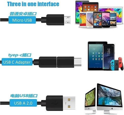 Professional Underwater Viewing endoscopic Camera with 3-in-1 Interface Connection and 8LED Lights Waterproof Endoscope for Fish(1M) in Kuwait