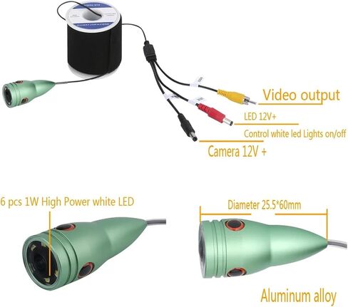 Underwater Fishing Camera with Cable 6PCS 1W LED White Lamp Lights Fish Finder Lens 1000tvl in Kuwait