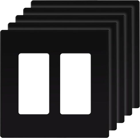 ENERLITES 2-Gang White Screwless Decorator Wall Plate Outlet Cover, 5 Pack | Size 4.68" x 4.73", Fits light switch/outlet/receptacle, Gloss Finish, Unbreakable Polycarbonate, UL Listed in Kuwait