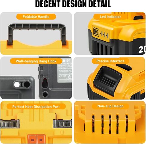 TOMAPEX Upgraded 4Pack 20v Max Battery Replacement for Dewalt 5.0Ah Battery with DCB104 Battery Charger Station in Kuwait