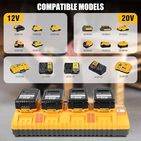 TOMAPEX Upgraded 4Pack 20v Max Battery Replacement for Dewalt 5.0Ah Battery with DCB104 Battery Charger Station in Kuwait