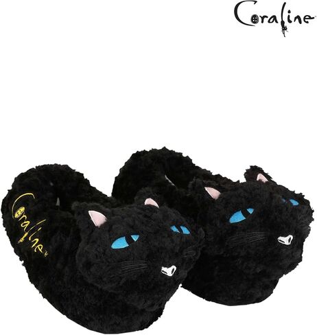 Coraline Inspired Cat Slippers for Adults with Anti-Slip Soles & Embroidered Details - Officially Licensed in Kuwait