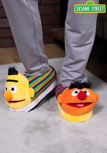 Sesame Street Bert & Ernie Slippers for Adults - Anti-Slip Grips & Foam Cushioned Soles - Sesame Street Gifts in Kuwait