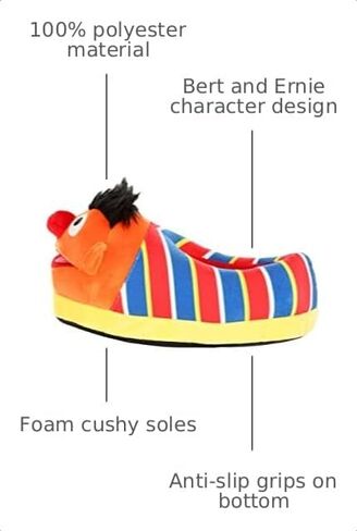 Sesame Street Bert & Ernie Slippers for Adults - Anti-Slip Grips & Foam Cushioned Soles - Sesame Street Gifts in Kuwait