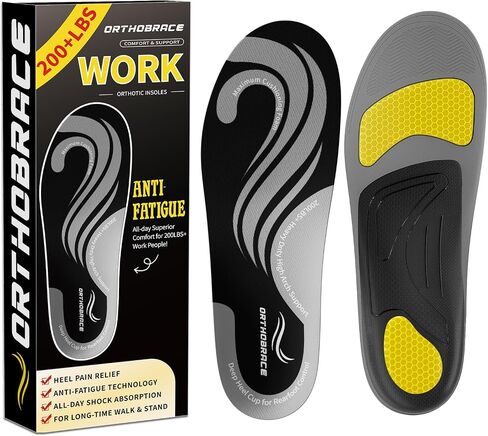 Work Insoles for Standing All Day,Anti Fatigue-XL(Above 200 Lbs) | 200+lbs Heavy Duty High Arch Support Inserts, Foot Pain Relief for Plantar Fasciitis,Work Boot Shoe Insoles Men Women in Kuwait