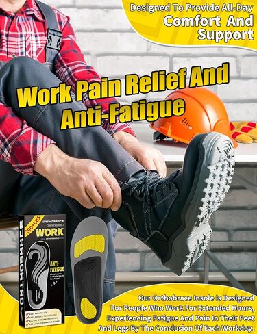 Work Insoles for Standing All Day,Anti Fatigue-XL(Above 200 Lbs) | 200+lbs Heavy Duty High Arch Support Inserts, Foot Pain Relief for Plantar Fasciitis,Work Boot Shoe Insoles Men Women in Kuwait