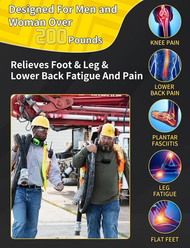 Work Insoles for Standing All Day,Anti Fatigue-XL(Above 200 Lbs) | 200+lbs Heavy Duty High Arch Support Inserts, Foot Pain Relief for Plantar Fasciitis,Work Boot Shoe Insoles Men Women in Kuwait