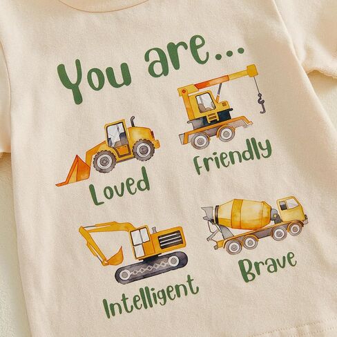 Kaipiclos Toddler Baby Boy Summer Outfit 6 12 18 24 Month 2T 3T 4T Boys Clothes Letters Shirt Truck Baby Tee + Shorts Set in Kuwait
