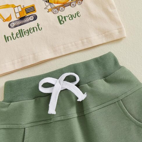 Kaipiclos Toddler Baby Boy Summer Outfit 6 12 18 24 Month 2T 3T 4T Boys Clothes Letters Shirt Truck Baby Tee + Shorts Set in Kuwait