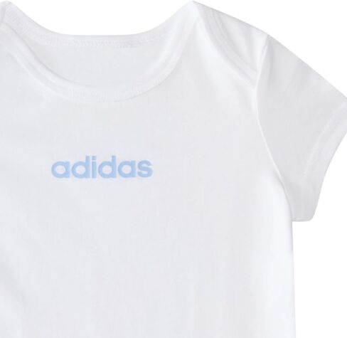 adidas Unisex 3-Piece Logo Bodyshirt & Pant Set, Blue With White, 9M | Pant Sets, elastic waist, relaxed fit in Kuwait